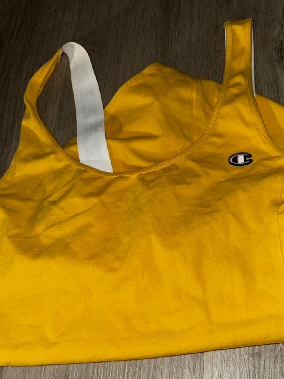 Champion Yellow Tank Bodysuit with White Straps